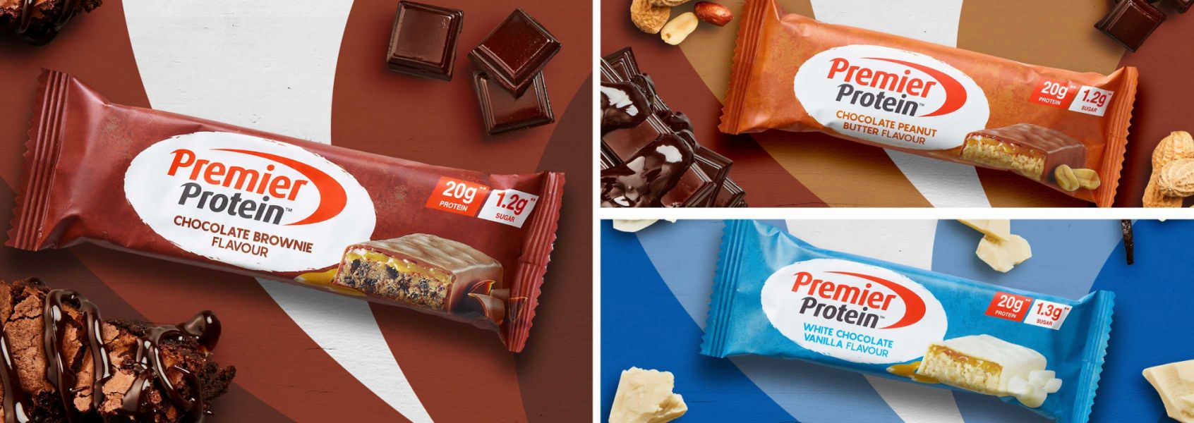 Photo of the Premier Protein Protein Bars Family.