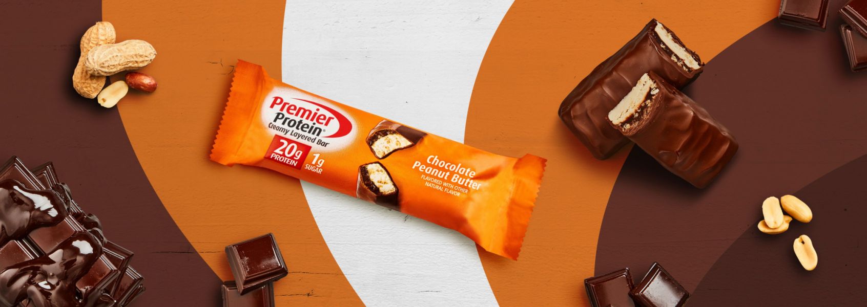 A photo of Premier Protein 20g Chocolate Peanut Butter Protein Bar
