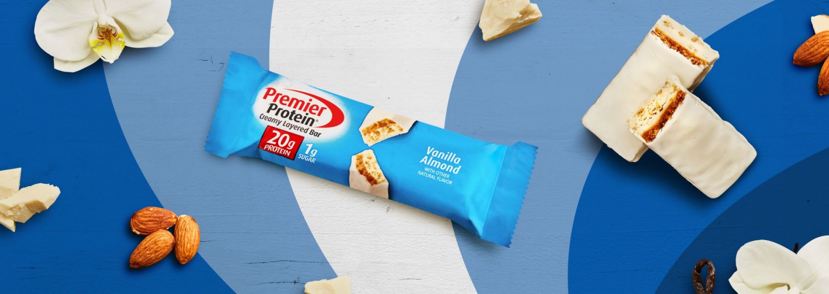 A photo of Premier Protein 20g Vanilla Almond Protein Bar