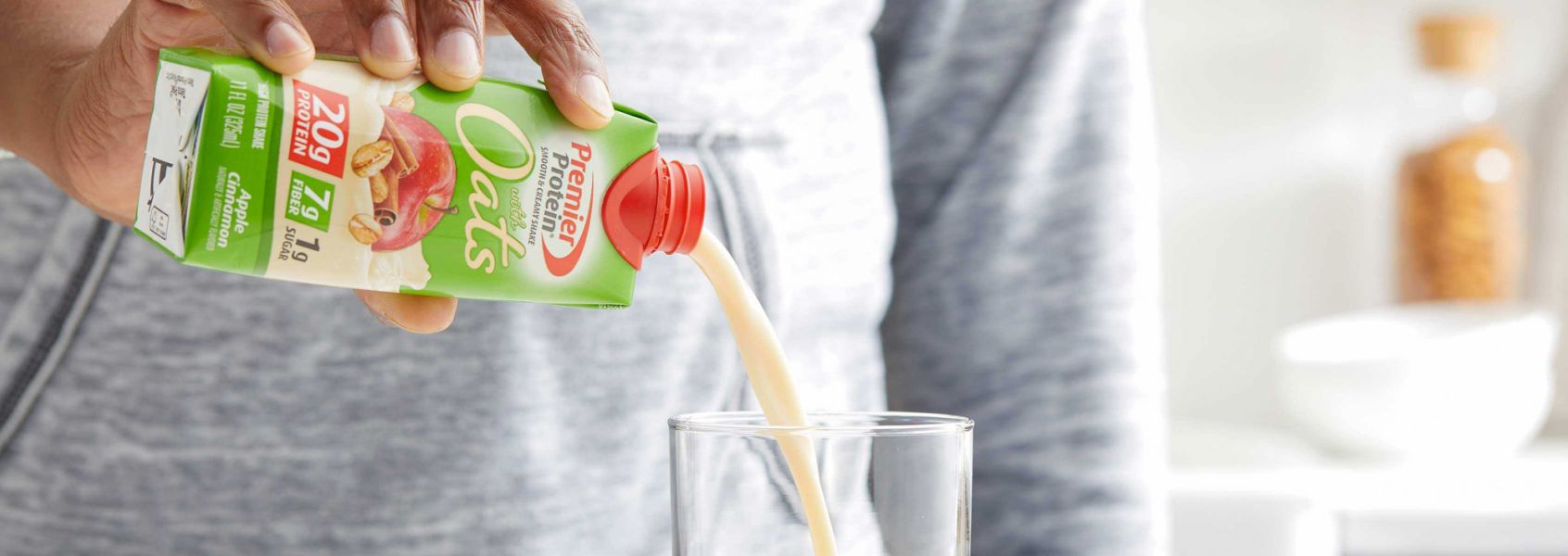 A photo of Premier Protein Apple Cinnamon Protein Shake with Oats