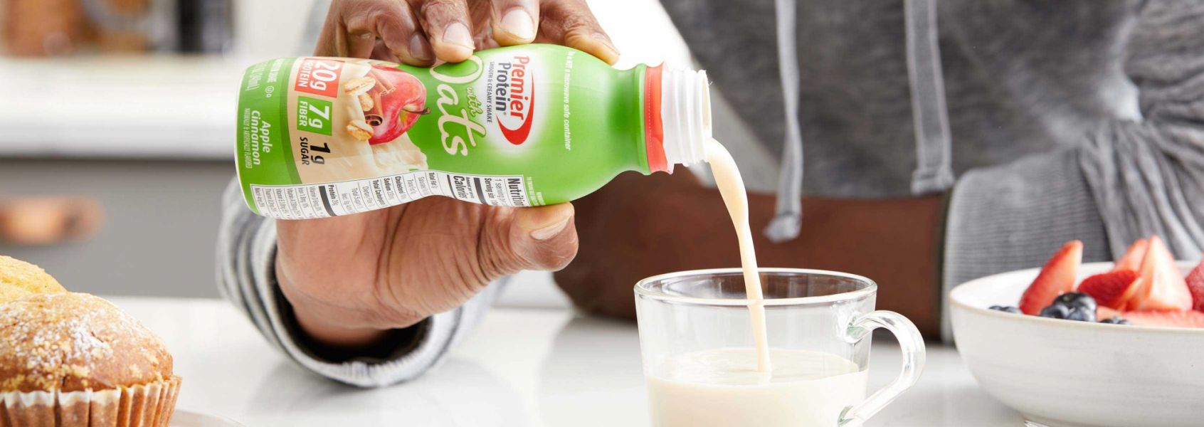 A photo of Premier Protein 11.5oz Apple Cinnamon Protein Shake with Oats