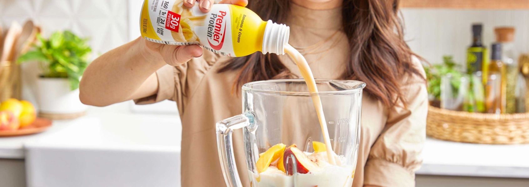 A photo of Premier Protein 11.5oz Bananas & Cream Protein Shake