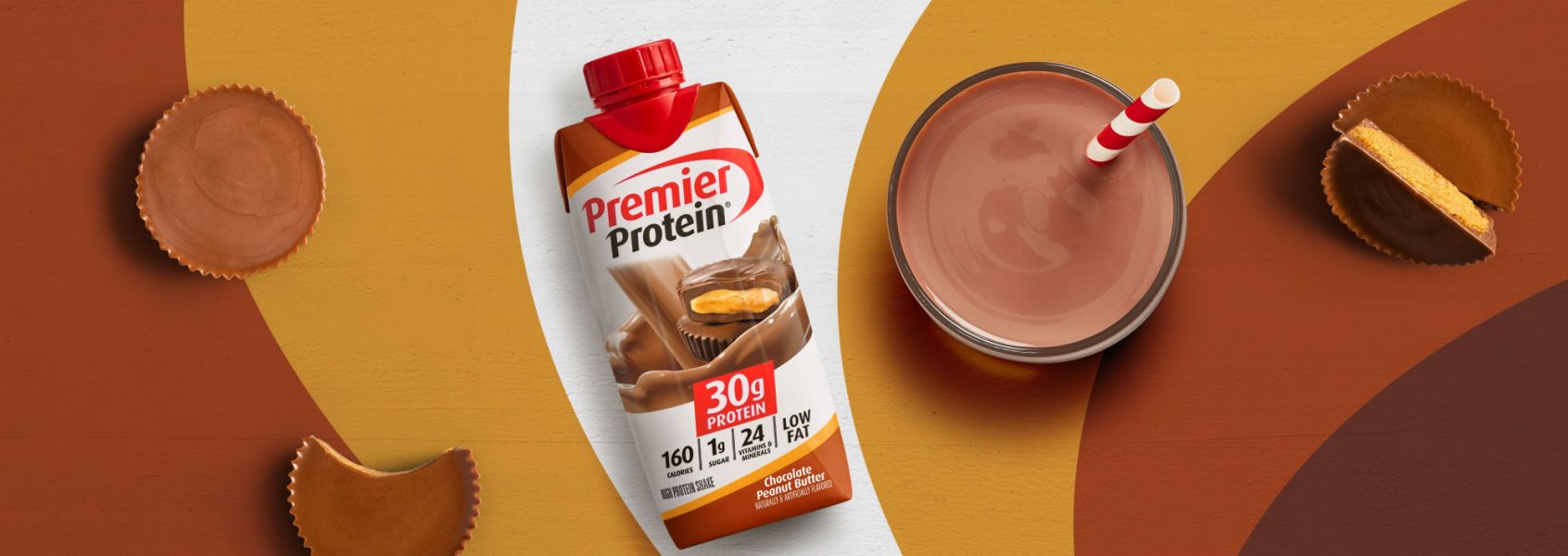 A photo of Premier Protein Chocolate Peanut Butter Protein Shake