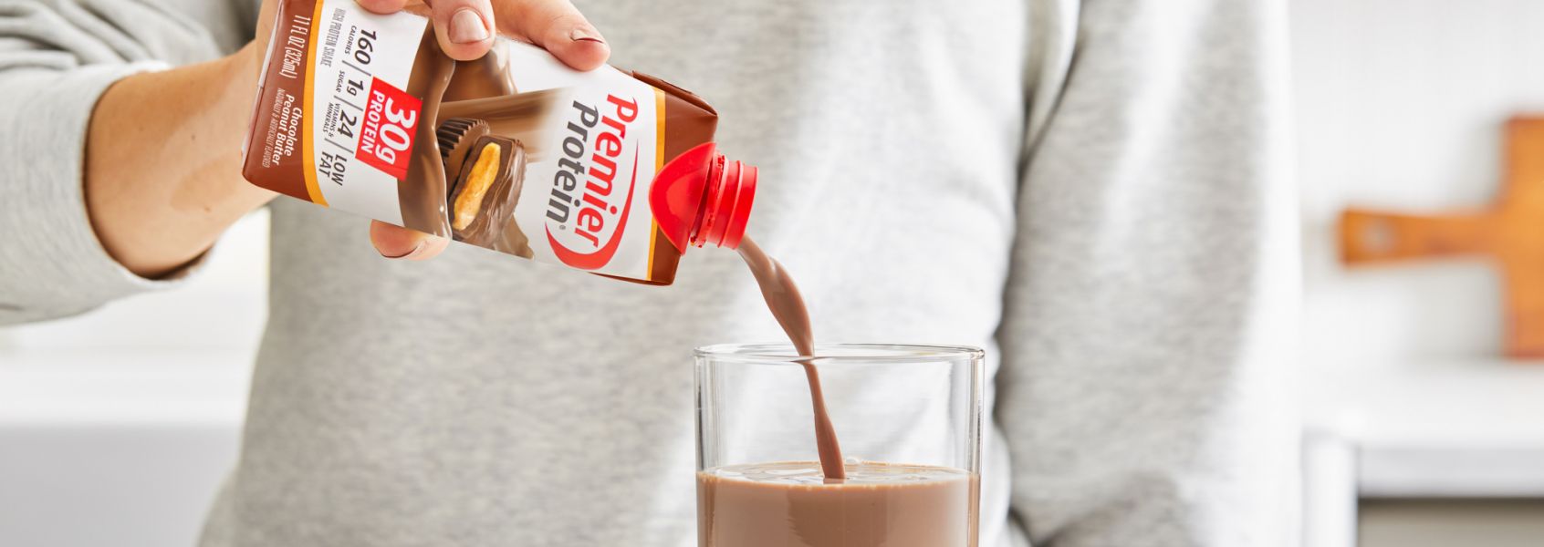 A photo of Premier Protein Chocolate Peanut Butter Protein Shake