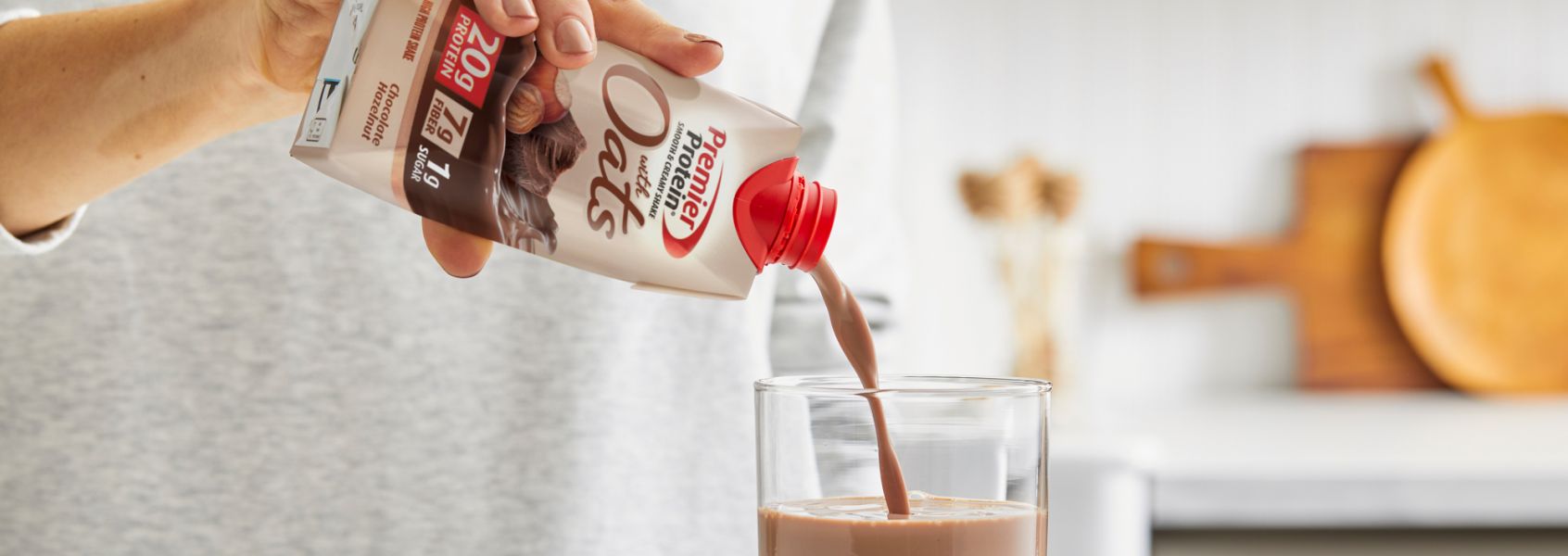 A photo of Premier Protein Chocolate Hazelnut Protein Shake with Oats