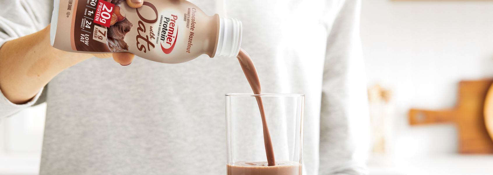 A photo of Premier Protein 11.5oz Chocolate Hazelnut Protein Shake with Oats