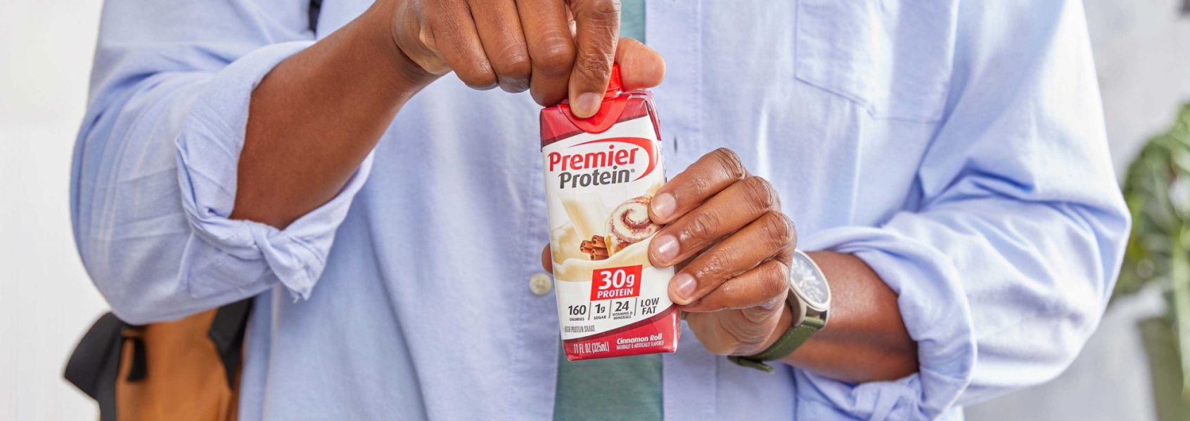 A photo of Premier Protein Cinnamon Roll Protein Shake