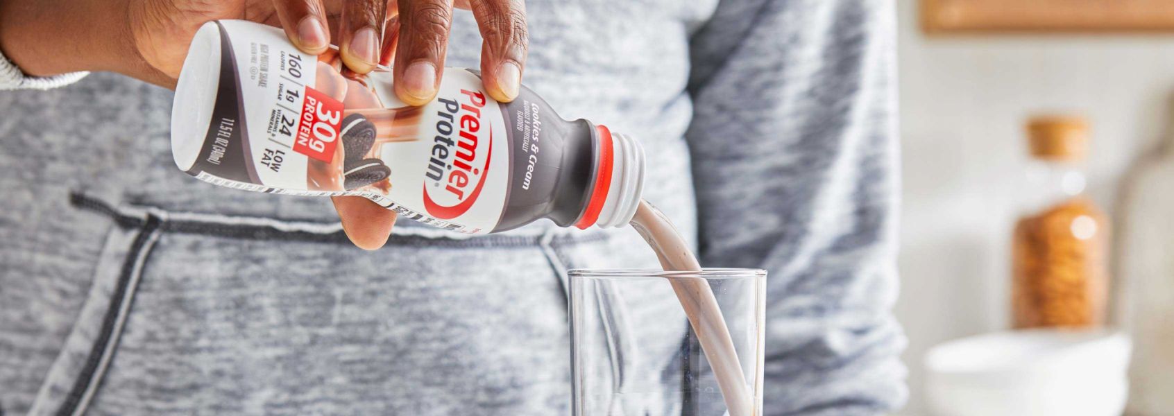 A photo of Premier Protein 11.5oz Cookies & Cream Protein Shake