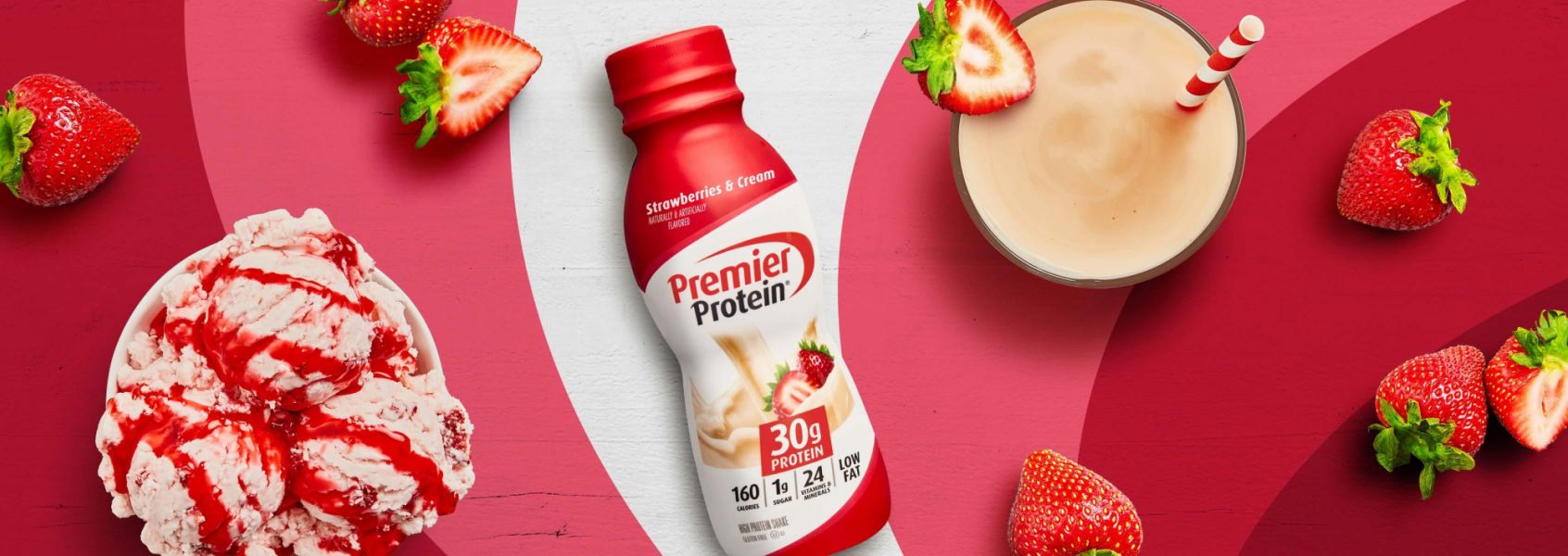 A photo of Premier Protein 11.5oz Strawberries & Cream Protein Shake